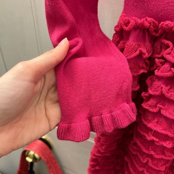 RED Valentino Long-Sleeve Ruffle-Skirt Dress, Fuchsia - Picture 6 of 15